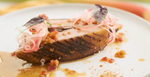 Duck breast with Magical Rub – rhubarb, basil & maple syrup